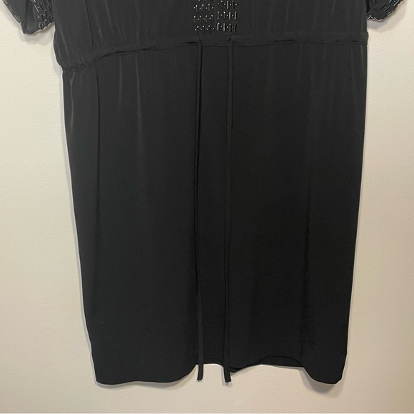 40-Calvin Klein Short Sleeve Midi Black Dress with Beading Size 12 - Picture 3 of 11